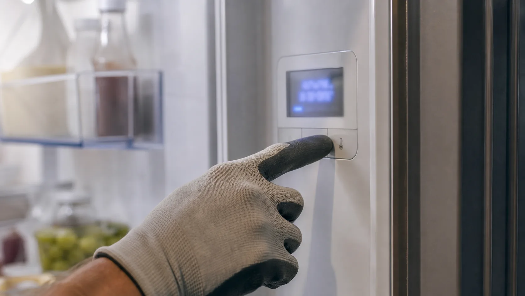 LG refrigerator control panel used to check temperature settings and demo mode.