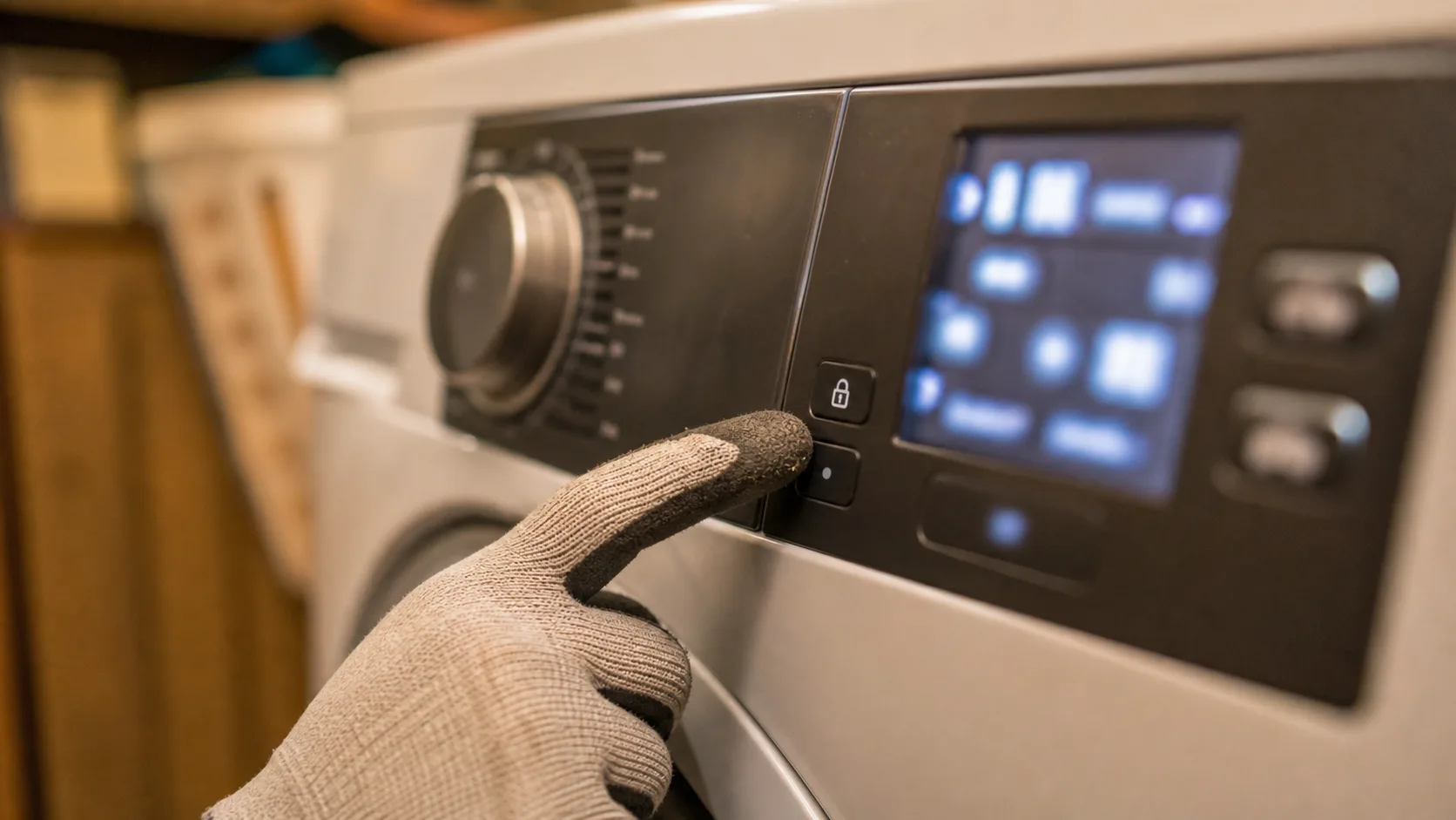 LG washer control panel showing the CL child lock indicator.