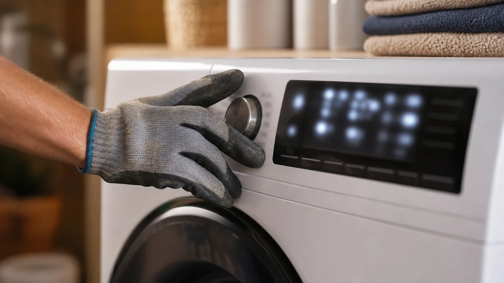 LG washer display showing the OE drain error code.