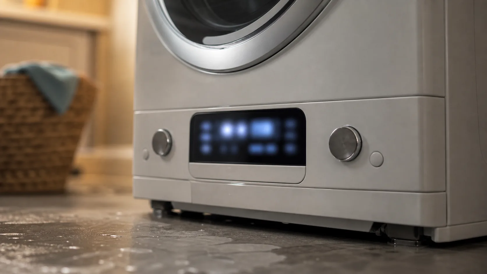 Samsung washer display showing the LE leak-detection error code.