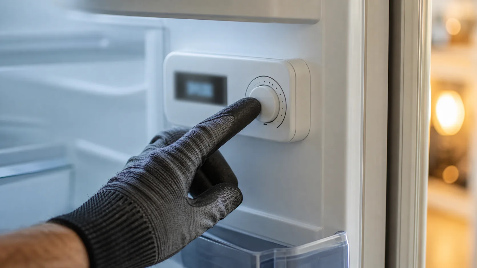 Whirlpool refrigerator control panel used to check cooling settings.