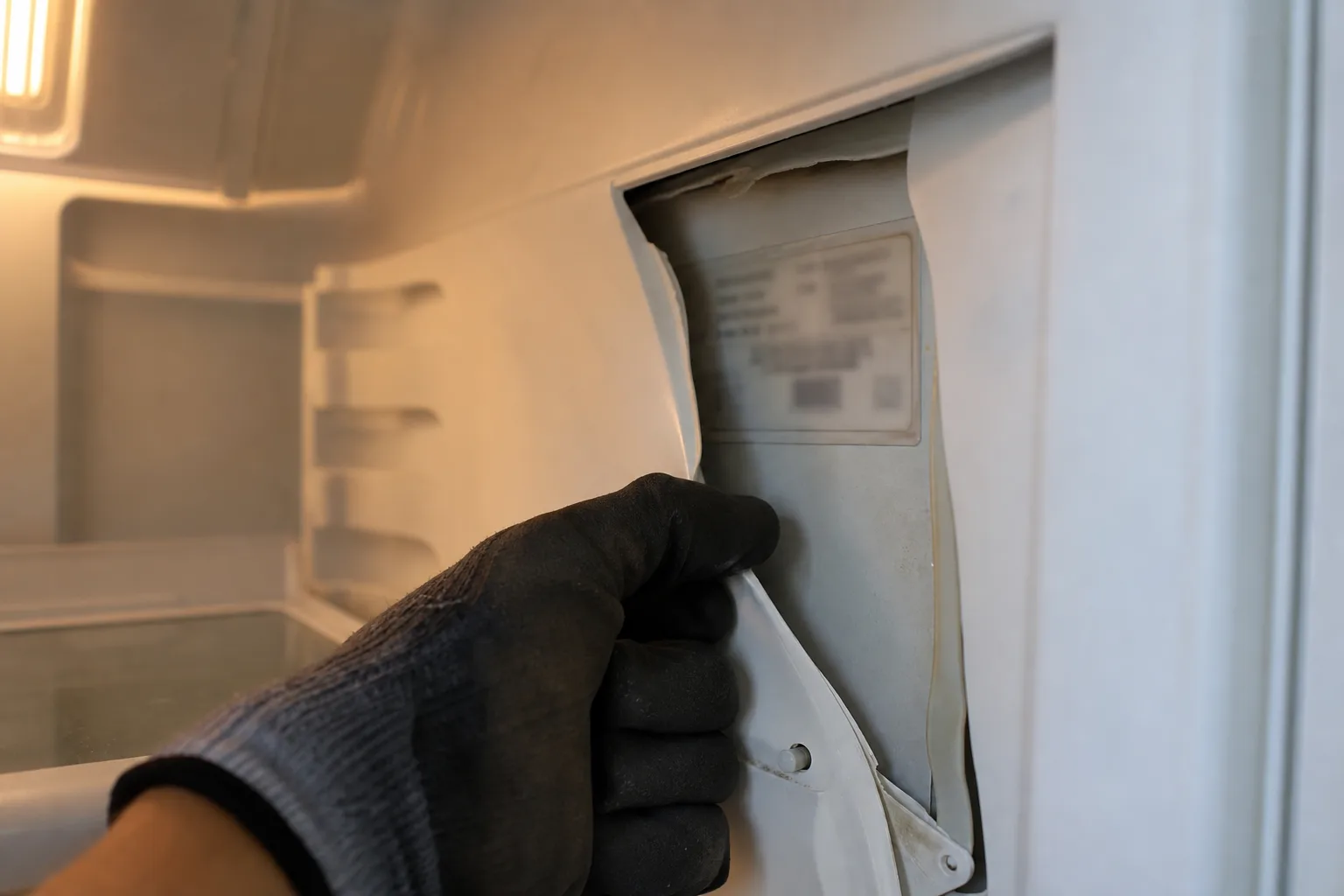 Checking a Kenmore refrigerator's model and serial tag to identify the original manufacturer.