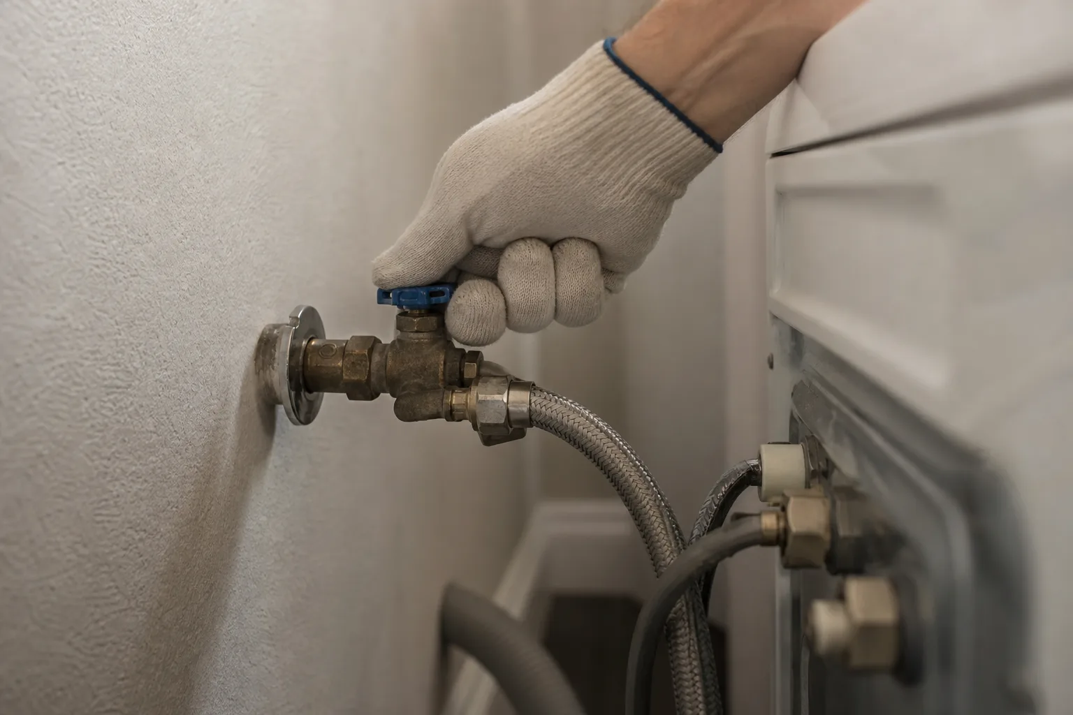 Checking that both water supply valves are fully open behind an LG washer to clear an IE error.